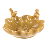 Pítko pro ptáčky - tvar květ, keramika, světle zelené