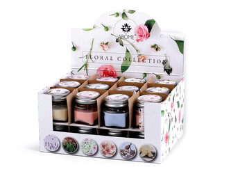 Malá vonná svíčka ve skle s jmenovkou 28 g - 24 ks - mix č. 1