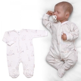 Kojenecký overálek, pyžamo, bavlna, Husičky, smetanové, vel. 62; 62 (2-3m)