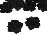 Nažehlovačka vyšívaný květ - 10 ks - 12 černá