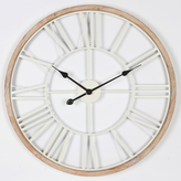 Hodiny nástěnné - velké římské číslice, dřevo a kov, bílé, 50 cm