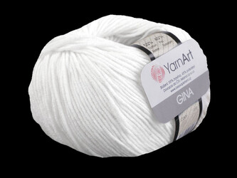 Pletací příze Gina / Jeans 50 g - 1 ks - 49 (62) bílá sněžná