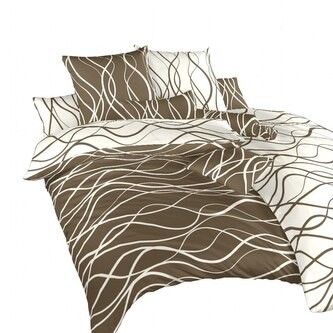 Dadka Povlečení krep Vlny banánové/hnědé DUO 140x220, 70x90 cm Dadka Povlečení krep Vlny banánové/hnědé DUO 140x220, 70x90 cm