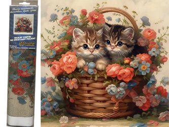 Diamantové malování - Dvě kočky v košíku 30 x 40 cm