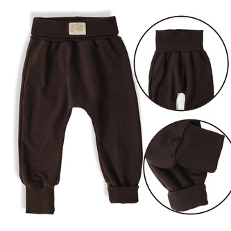 Dětské tepláky s vysokým pasem Brown; Barva: hnědá; Velikost: 92