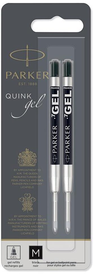 Wkład do długopisu żelowy czarny M  2szt. blister, Parker