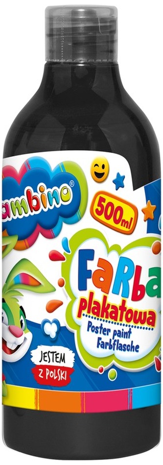 Farba plakatowa w butelce 500 ml. - czarna Bambino, St.Majewski