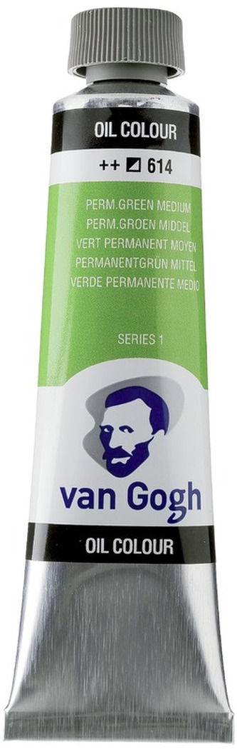 Farba olejna Van Gogh, 40ml Permanent Green Medium 614, Talens