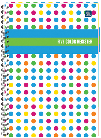 Kołonotes B5 160 k. kratka z 5 kol.registr., Interdruk