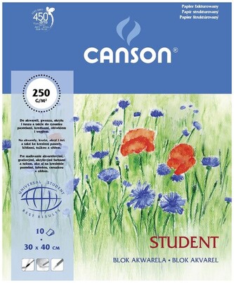 Blok do akwareli A3 10 k. 250g Student, Canson