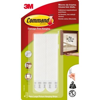 Rzepy samoprzylepne duże białe do 7,2 kg 17206 PL 2 szt. Command, 3M