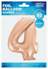 Balon foliowy "Cyfra 4", różowo-złota, 45cm, GoDan