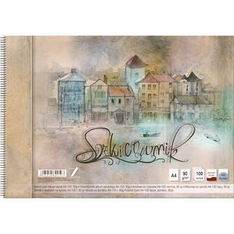 Szkicownikna spirali A4 100 k. 90g/m2 poziomy, Kreska