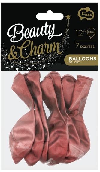 Balony Beauty&Charm, platynowe czerwone 12" 7 szt., GoDan