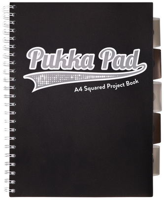 Kołonotes Project Book A4 100k 80g kratka Black & Grey czarny, Pukka Pad