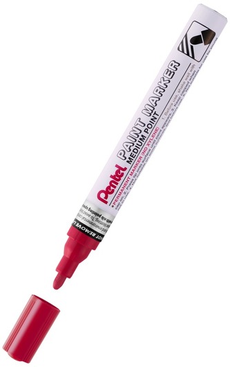 Marker olejowy - okrągła końc. 4,5mm, aluminiowa obudowa, czerwony MMP10-B, Pentel