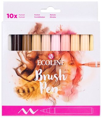 Pisaki akwarelowe pędzelkowe Ecoline Brush Pen 10-kol. Portrait, Talens