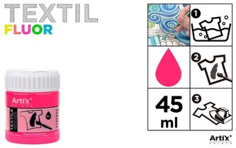 Farba do tkanin 45ml różowa fluorescencyjna Artix PP651-26, Main Paper