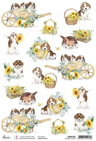 Papier ryżowy A4 Adorable Puppies, Ciao Bella