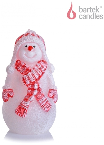 Świeca figurka Christmas Snowman biały+czerwony, Bartek Candles