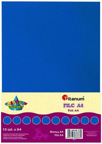Filc A4 ,2mm, 200gms, opakowane 10 szt, niebieski, Craft Fun