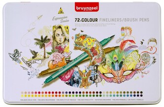 Cienkopisy pędzelkowe Brushpen 2w1 72-kol., Bruynzeel