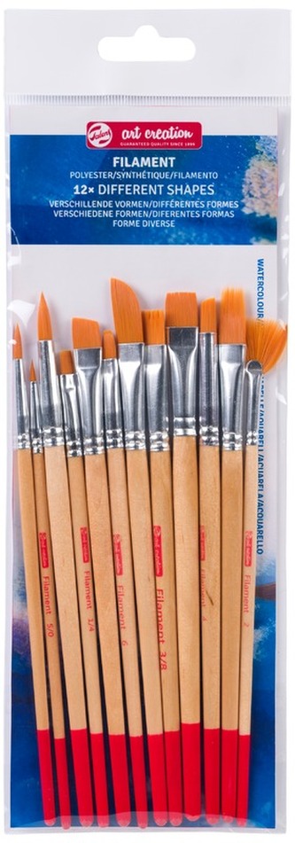 Pędzle do akwareli 12szt. włókna poliestrowe Art Creation, Talens