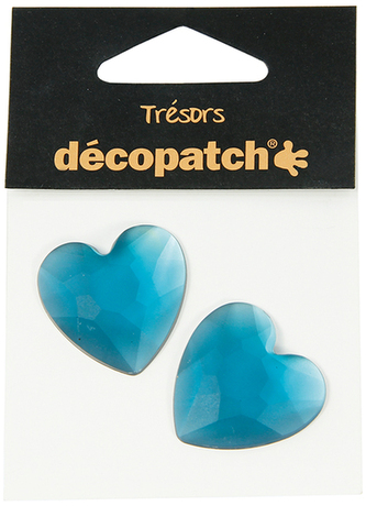 Kryształkowe ozdoby serduszka niebieskie śr.30mm 2szt., Decopatch
