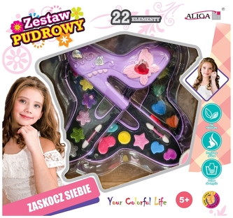 Zestaw pudrowy, 18 cieni, 1 szminka, 3 pędzeleki, ZP-2609, Aliga