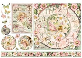 Papier ryżowy 48x33cm elfy zegar, Stamperia