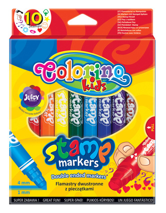 Flamastry 10-kol. dwustronne z pieczątkami Colorino Kids, Patio