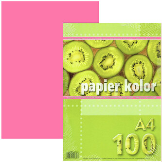 Papier kolor A4 80g/m2 jasno-różowy op. 100 ark., Kreska