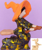 Czarownica na miotle z masy papierowej 12 x 10 x 5 cm AP201C, Decopatch