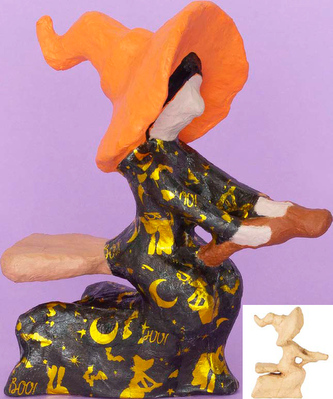 Czarownica na miotle z masy papierowej 12 x 10 x 5 cm AP201C, Decopatch