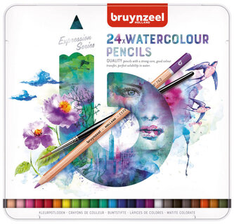 Kredki akwarelowe ołówkowe 24-kol. w metalowym pudełku Expression, Bruynzeel