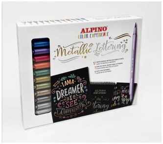 Flamastry 12-kol. Metallic Lettering, Alpino