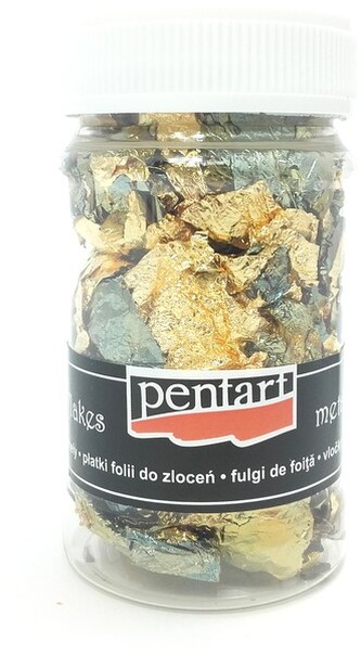 Folia płatki złote i zielone słoik 100 ml., Pentart