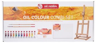 Zestaw sztaluga, podobrazie, farby olejnych w tubkach 12x12ml, ArtCreation