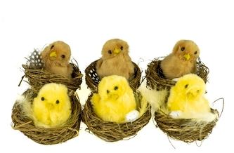 Kurczaki wielkanocne WKZ-8078 w gniazdkach, wys. 5,5 cm., op. 6 szt, Aliga