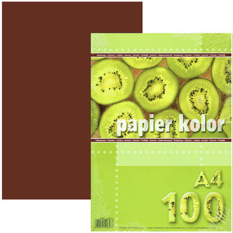 Papier kolor A4 80g/m2 ciemno- brązowy op. 100 ark., Kreska