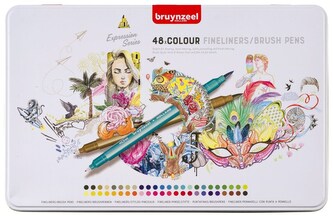 Cienkopisy pędzelkowe Brushpen 2w1 48, Bruynzeel