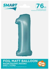 Balon foliowy Smart Cyfra 1 j. niebieska matowa 76 cm, 448192, GoDan