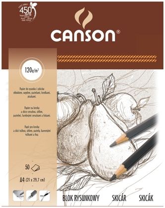 Blok rysunkowy A4 50 k. 120g Gruszki ziarnisty, Canson