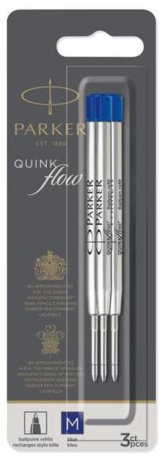 Wkład do długopisu Quinkflow niebieski M 3szt, Parker