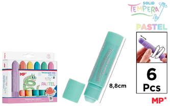 Farba tempera 6-kol. w sztyfcie kolory pastelowe, Artix