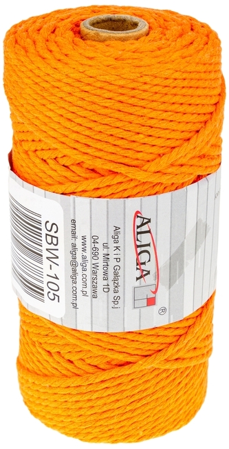 Sznurek bawełniany SBW-105 pomarańczowy 3mm x 100m (splot 21 nitek), Aliga