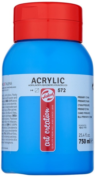 Farba akrylowa 750ml Primary Cyan 572 Art Creation, Talens
