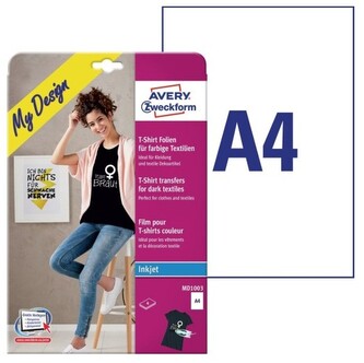 Folia InkJet, naprasowanki na koszulki  A4 4ark.Avery