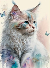 Diamantové malování Motýlí kočička 30 x 40 cm