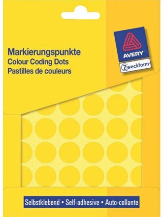 Etykiety kółka średn. 18mm żółte 1056szt., Avery